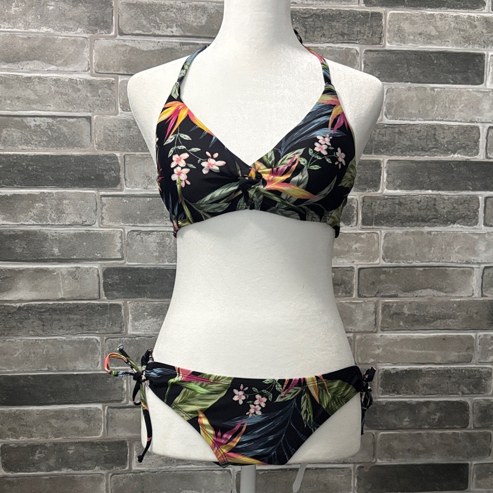 Floral Black Bikini Set